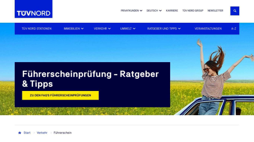 Webcapture/Screenshot der Webseite https://www.tuev-nord.de/de/privatkunden/verkehr/fuehrerschein/