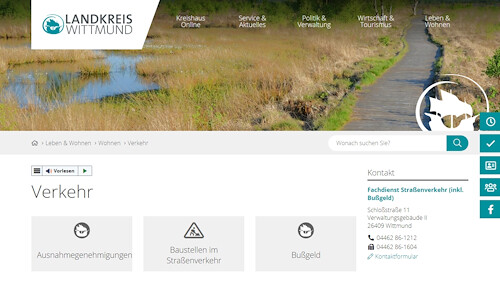 Webcapture/Screenshot der Webseite https://www.landkreis-wittmund.de/Buergerservice/Verkehr/
