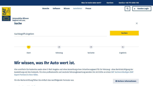Webcapture/Screenshot der Webseite https://www.dat.de/gebrauchtfahrzeugwerte/